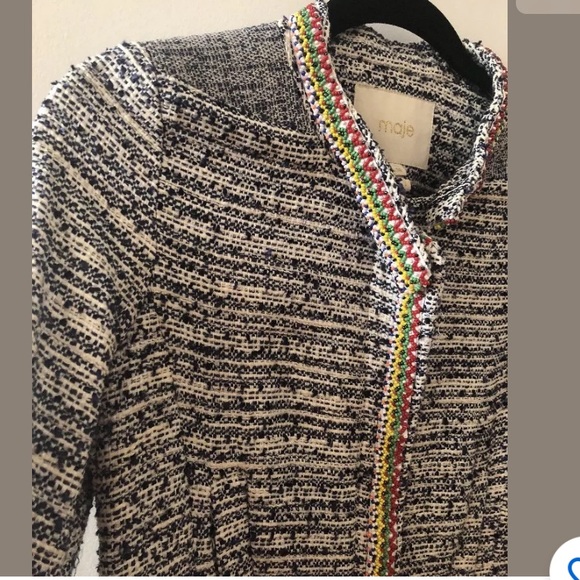 Maje Tweed Embellished Jacket Sz FR 36 - Picture 13 of 16